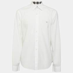 Pre Owned Burberry White Stretch Cotton Long Sleeve Shirt L