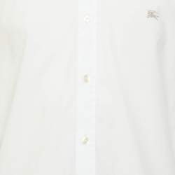 Pre Owned Burberry White Stretch Cotton Long Sleeve Shirt L