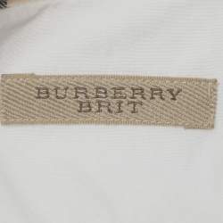 Pre Owned Burberry White Stretch Cotton Long Sleeve Shirt L