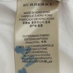 Pre Owned Burberry White Stretch Cotton Long Sleeve Shirt L
