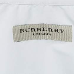 Pre Owned Burberry White Cotton Blend Seaford Slim Fit Shirt S