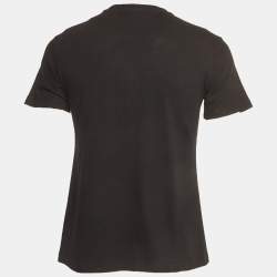 Pre Owned Burberry Black Checked Logo Embroidered Jersey T-Shirt S
