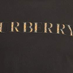 Pre Owned Burberry Black Checked Logo Embroidered Jersey T-Shirt S