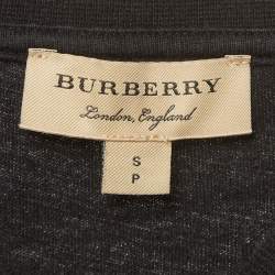 Pre Owned Burberry Black Checked Logo Embroidered Jersey T-Shirt S