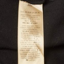 Pre Owned Burberry Black Checked Logo Embroidered Jersey T-Shirt S