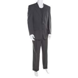 Burberrys Grey Patterned Wool Suit XL