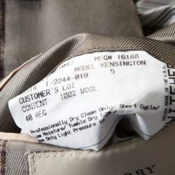 Burberry Brown Checked Wool Tailored Kensington Blazer L