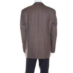 Burberry Brown Checked Wool Tailored Kensington Blazer L