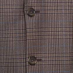 Burberry Brown Checked Wool Tailored Kensington Blazer L
