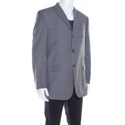 Burberry Grey Melange Wool Tailored Blazer L