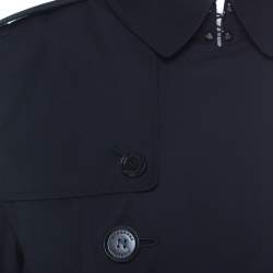 Pre Owned Burberry Black Cotton Gabardine Trench Coat L