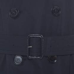 Pre Owned Burberry Black Cotton Gabardine Trench Coat L