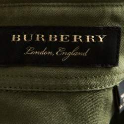 Pre Owned Burberry Safari Green Short Sleeve Button Front Shirt M 