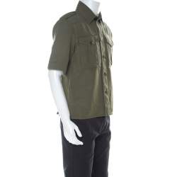 Pre Owned Burberry Safari Green Short Sleeve Button Front Shirt M 
