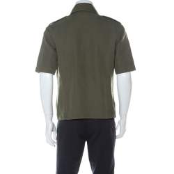 Pre Owned Burberry Safari Green Short Sleeve Button Front Shirt M 