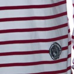 مملوكة مسبقًا Burberry Red and White Striped Cotton Patch Detail Long Sleeve T Shirt L