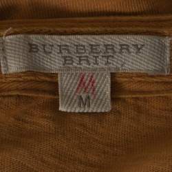 Burberry Brit Mustard Yellow Pigment Dyed Cotton Printed Crew Neck T-Shirt M