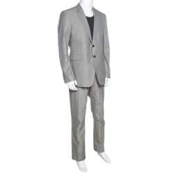 Burberry Grey Cotton Knit Regular Fit Suit XXL