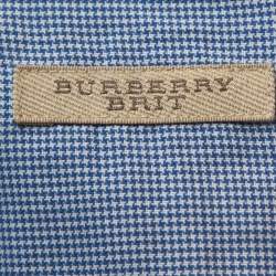 Burberry Brit Blue & White Houndstooth Pattern Button Down Shirt S