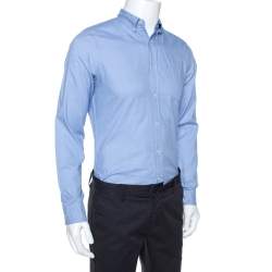 Burberry Brit Blue & White Houndstooth Pattern Button Down Shirt S