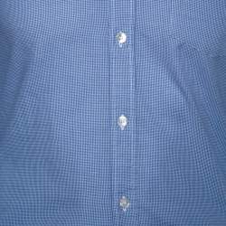 Burberry Brit Blue & White Houndstooth Pattern Button Down Shirt S