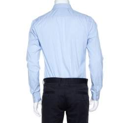  مملوكة مسبقًا Burberry Light Blue Striped Stretch Cotton Slim Fit Shirt M