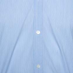مملوكة مسبقًا Burberry Light Blue Striped Stretch Cotton Slim Fit Shirt M