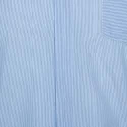 Pre Owned قميص بربري أكمام طويلة قطن مخطط أزرق فاتح L