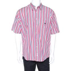 Burberry Multicolor Striped Cotton Button Down Short Sleeve Shirt XXL