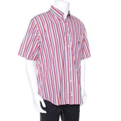 Burberry Multicolor Striped Cotton Button Down Short Sleeve Shirt XXL