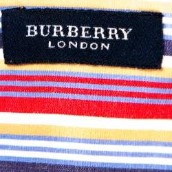 Burberry Multicolor Striped Cotton Button Down Short Sleeve Shirt XXL