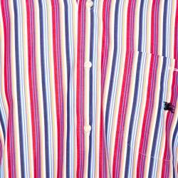 Burberry Multicolor Striped Cotton Button Down Short Sleeve Shirt XXL