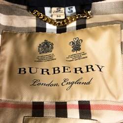 Pre Owned Burberry Navy Blue Cotton Kensington Mid Length Trench Coat L