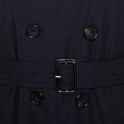 Pre Owned Burberry Navy Blue Cotton Kensington Mid Length Trench Coat L