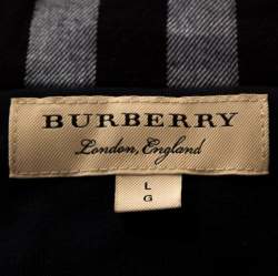 Burberry Midnight Blue Cotton Zip Front Hooded Sweatshirt L