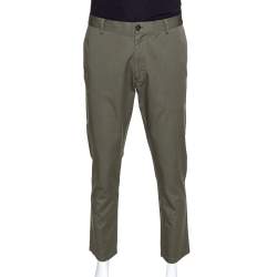 Burberry Olive Green Cotton Slim Fit Chinos XL