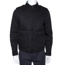 Burberry Black Diamond Quilted Button Front Coat S