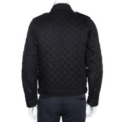 Burberry Black Diamond Quilted Button Front Coat S
