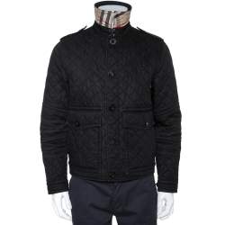 Burberry Black Diamond Quilted Button Front Coat S