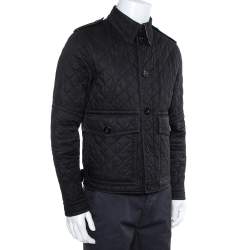 Burberry Black Diamond Quilted Button Front Coat S