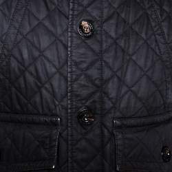 Burberry Black Diamond Quilted Button Front Coat S