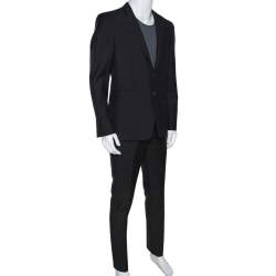 Pre Owned Burberry Black Mohair Wool Tailored Suit L