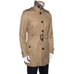 Pre Owned Burberry Camel Beige Cotton Belted Britton Trench Coat M