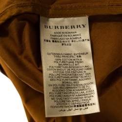 Pre Owned Burberry Malt Coated Cotton Folgate Double Breasted Coat L