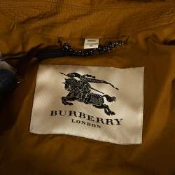 Pre Owned Burberry Malt Coated Cotton Folgate Double Breasted Coat L