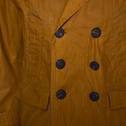 Pre Owned Burberry Malt Coated Cotton Folgate Double Breasted Coat L