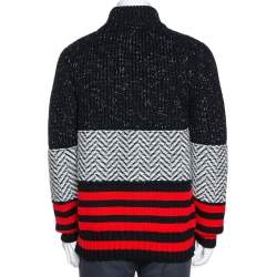 Burberry Tricolor Contrast Striped Knit Turtleneck Sweater M