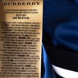 Pre Owned Burberry Blue Satin Varsity Bomber Jacket XXXL