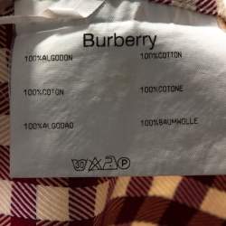 Pre Owned قميص بربري أكمام طويلة قطن كاروهات هرينغبون كريمي وأحمر XL