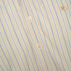 Pre Owned قميص بربري أكمام طويلة أزرار أمامية قطن مخطط أصفر XL